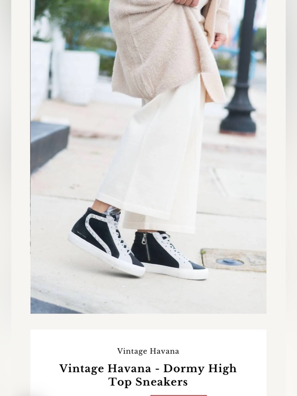 Vintage Havana Dormy Black & White High-Top Sneakers with Silver Accent